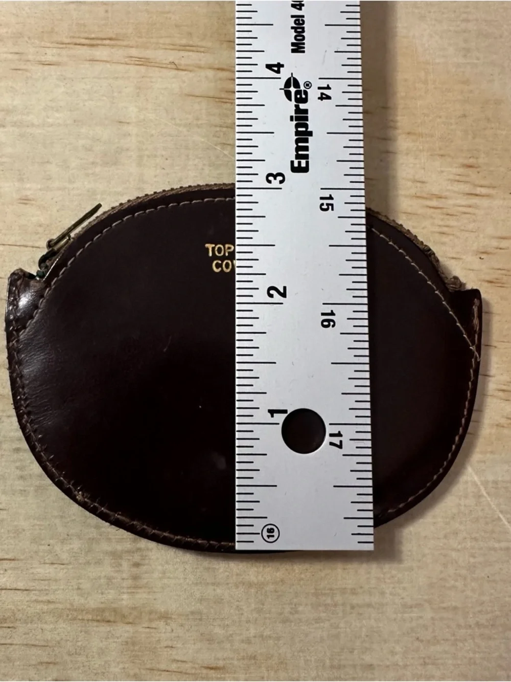 Vintage 50s Brown Leather Top Grain Cowhide Coin Purse Zipper Pocket RARE 3x 4